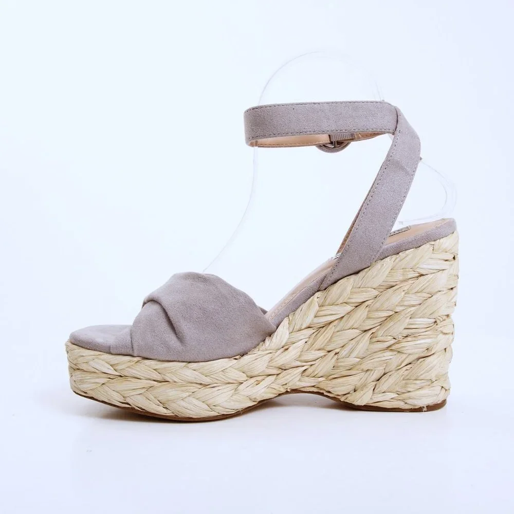 Steve Madden Poloma Textile Wedge Sandals Gray Women‎ Size 7.5